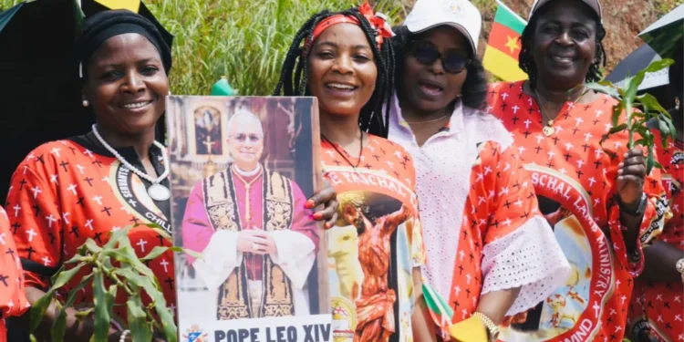 Earlier, joyful crowds sang, drummed and waved flags to welcome the leader of the Catholic Church, who arrived under military escort in a bullet-proof white vehicle.